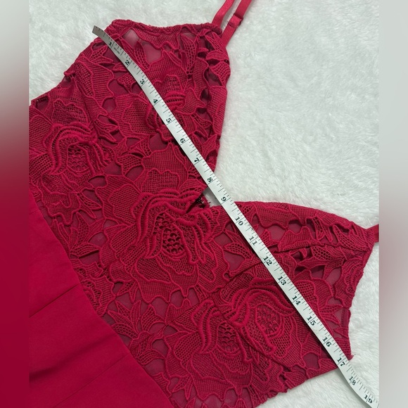 Bebe Vibrant Pink Lace Bodice Jumpsuit - Picture 8 of 11